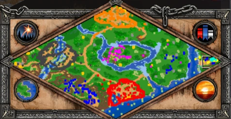 A Kingdom of Our Own co-op scenario minimap for Age of Empires II