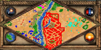 An Arabian Knight co-op scenario minimap for Age of Empires II