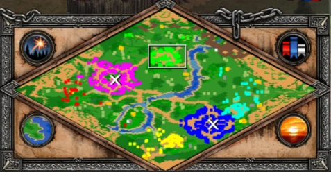 The Battle of the Frigidus co-op scenario minimap for Age of Empires II