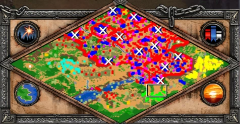 The Giant Falls co-op scenario minimap for Age of Empires II