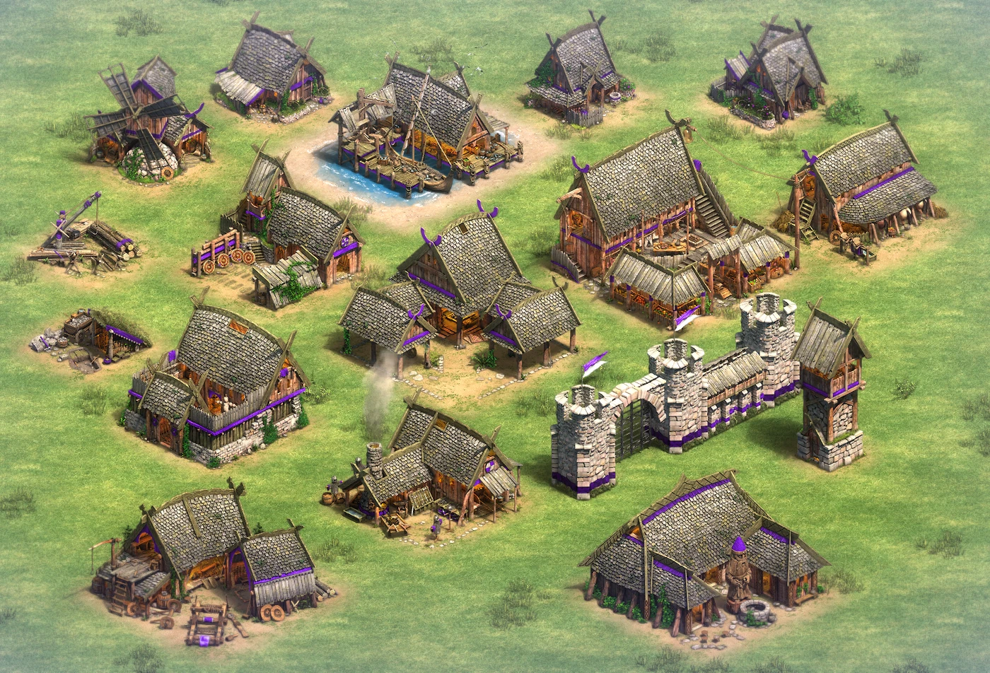 Scandinavian Castle Age building set in Age of Empires II