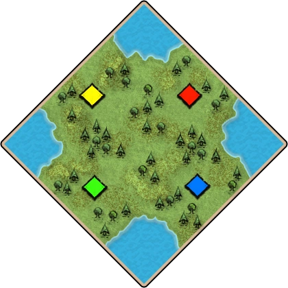 Four Lakes Age of Empires II random map image