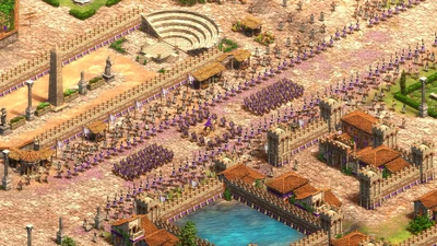 Varangian Guard standing near an emperor in Age of Empires II