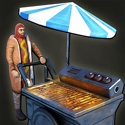 Flaming Hot Dog Cart