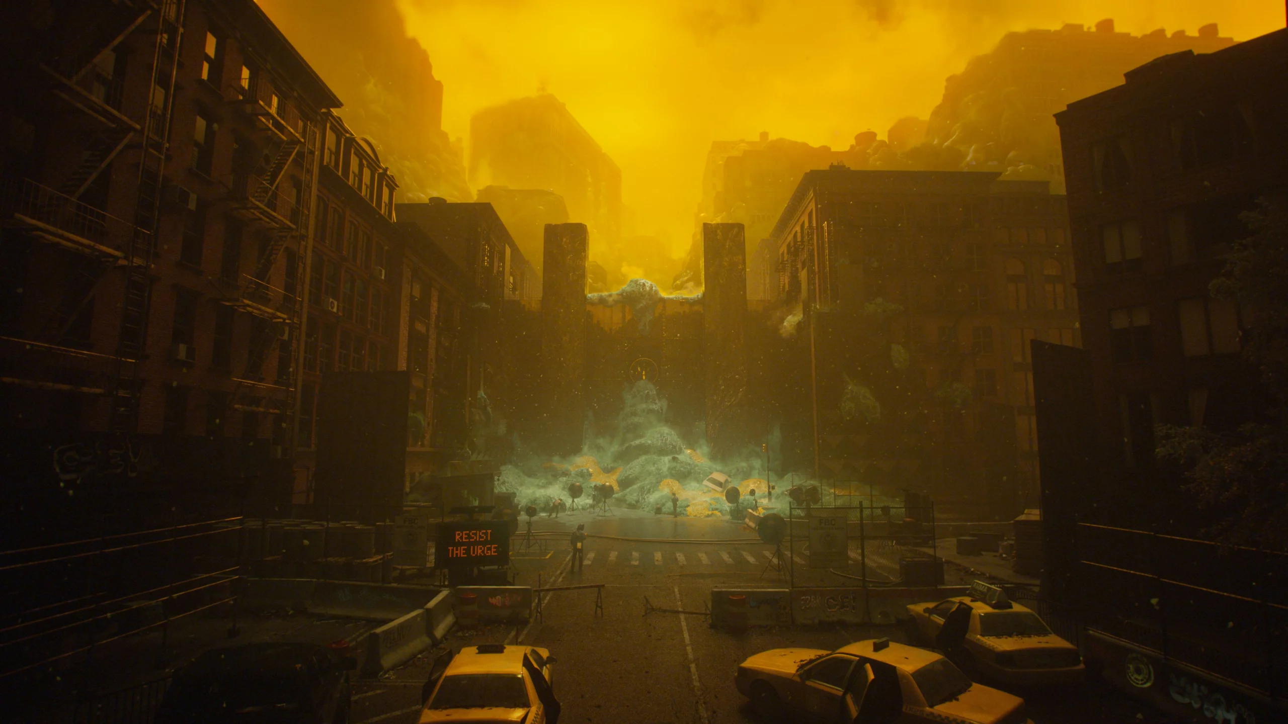 Warped Manhattan under a yellow sky in CONTROL Resonant